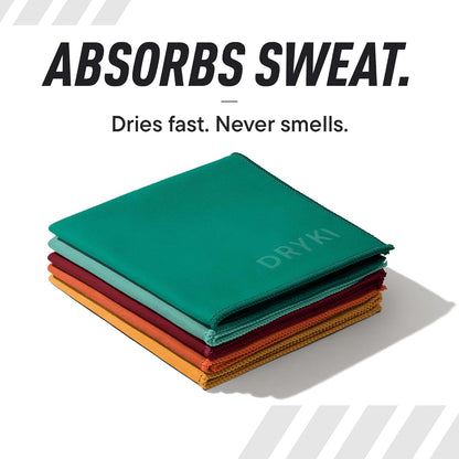DRYKI Pocket-Sized Sweat Towels - The Original Sweat Absorbing Handkerchiefs - Quick-Dry Microfiber Sweat Rags for Face, Hands, & Body - Men & Women - Gym, Sports, and Work (Blue: 5 Pack)