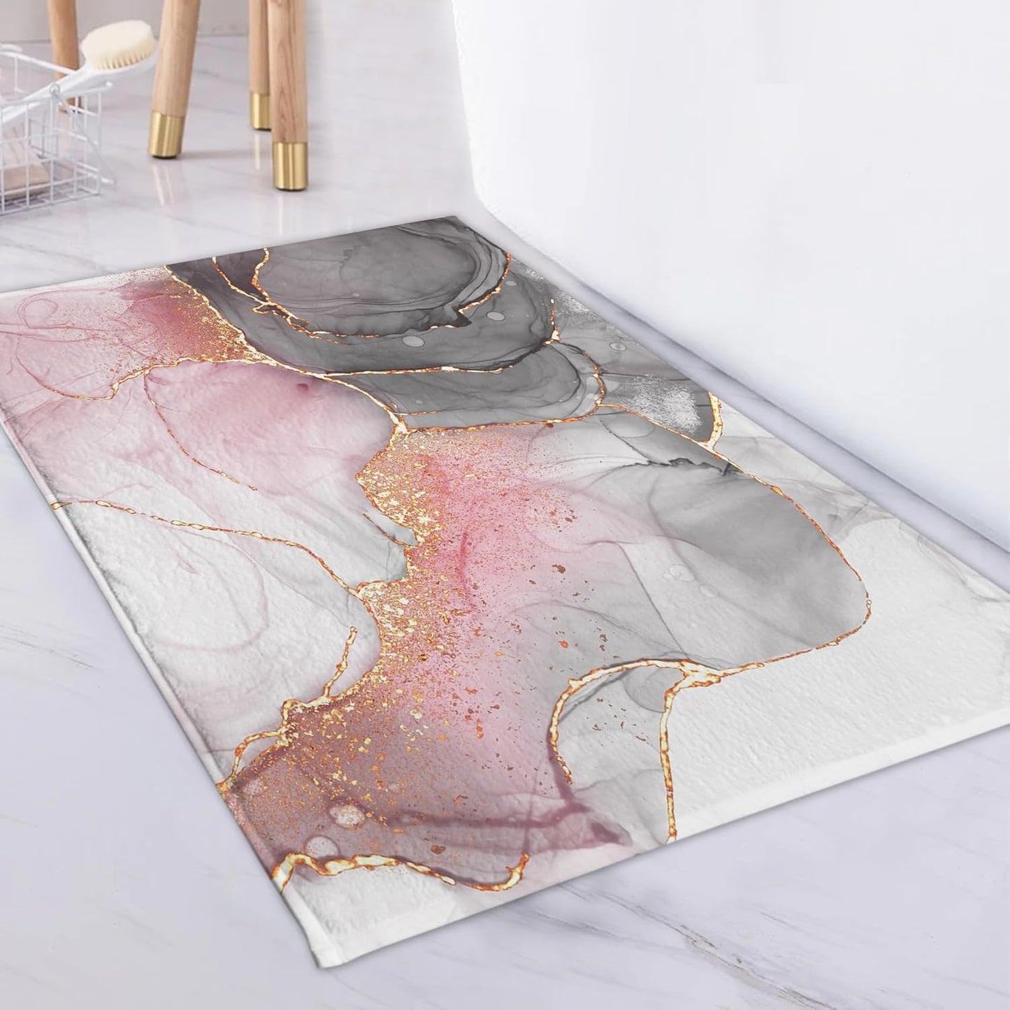 HVEST Zen Blue Floral Bathroom Rugs Zen Stone Water Lily and Butterfly on Lake Bath Mats for Bathroom Modern Yoga Spa Bathtub Mat Non Slip Floor Mat Bathroom Decor Accessories,31W X 20L inches