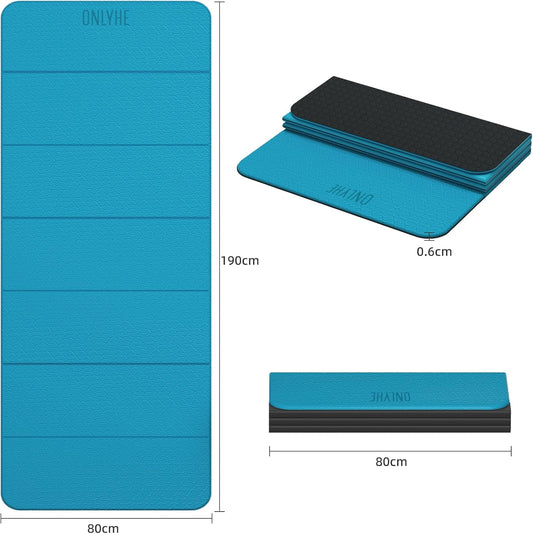 Foldable Yoga Mat 75"x31.5"x0.24" - Extra Large Lightweight TPE Exercise Mat, Double Non-Slip for Pilates, Home Workouts & Outdoor Use