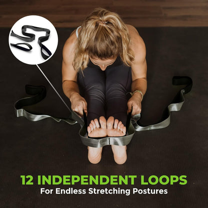 Gradient Fitness Stretching Strap for Physical Therapy, 12 Multi-Loop Stretch Strap 1.5" W x 8' L, Neoprene Handles, Physical Therapy Equipment, Yoga Straps for Stretching, Leg Stretcher.