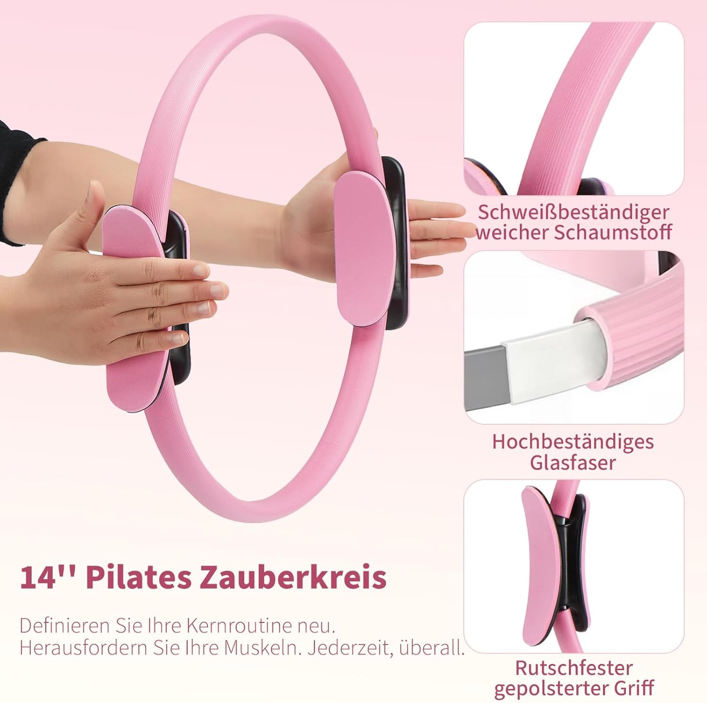 Pilates Ring Set for Women, Pilates Equipment with 5 Resistance Bands & Accessories, Pilates Ball, 14'' Magic Circle Hoop, Pilates Starter Kit for Beginners at Home