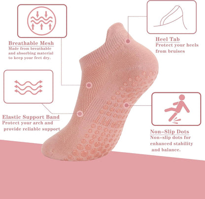 loudashuaiqi Grip Pilates Socks Non Slip Athletic Yoga Socks with Grips for Women Grippy socks for Hospital Workout Barre