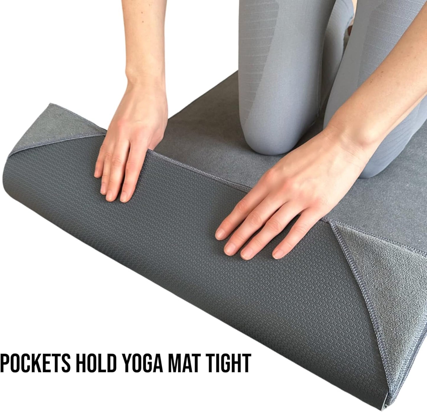 Yoga Towel, Non Slip Hot Yoga Mat Towel with Corner Pockets, Mat-Sized 24" x 72", 100% Microfiber Sweat Absorbent, Perfect for Hot Yoga, Bikram, Pilates and Yoga Mats (Purple)