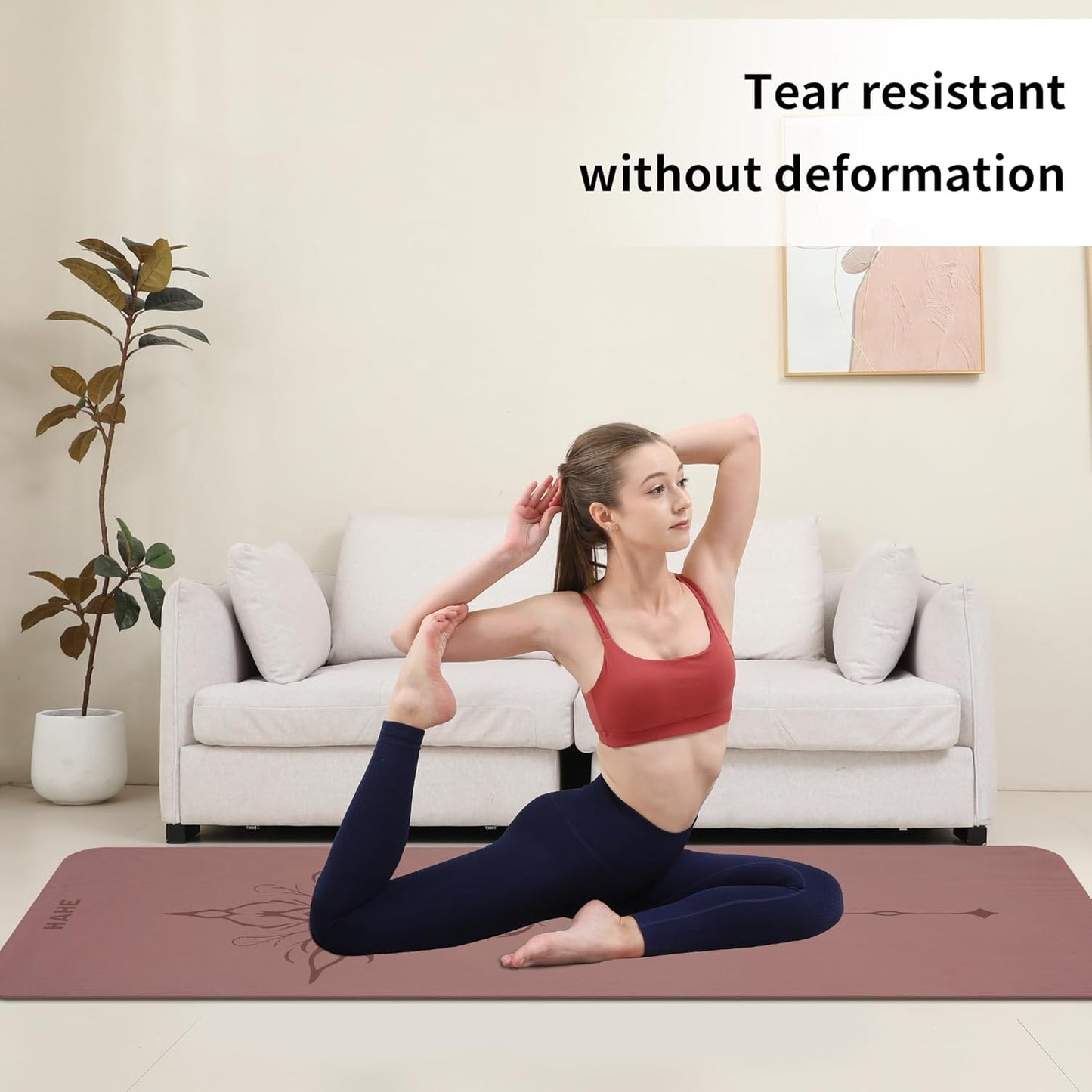 HAHE Yoga Mat Thick (8MM,1/3"), Eco-Friendly POE Non Slip Yoga Mat, High Rebound & Shock Absorption, Anti-Tear & Sweat-Resistant for Yoga, Fitness, Home, Workouts, Large Pilates Mats 72"x24" with Carrying Strap (Dark Pink)