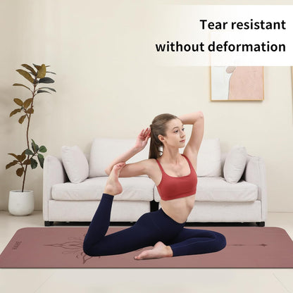 HAHE Yoga Mat Thick (8MM,1/3"), Eco-Friendly POE Non Slip Yoga Mat, High Rebound & Shock Absorption, Anti-Tear & Sweat-Resistant for Yoga, Fitness, Home, Workouts, Large Pilates Mats 72"x24" with Carrying Strap (Dark Pink)