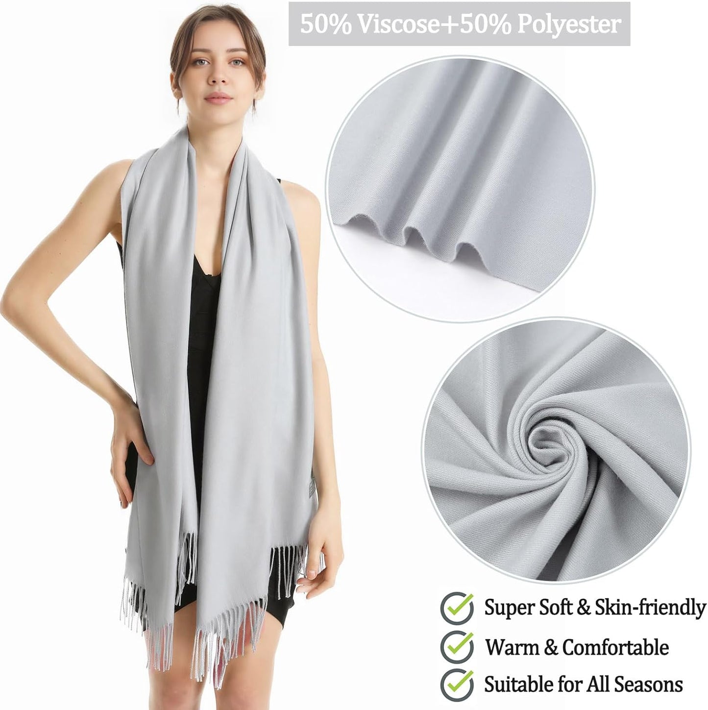 Pashmina Scarf and Shawl - Soft Women Pashminas Wrap for Wedding Evening Party dresses