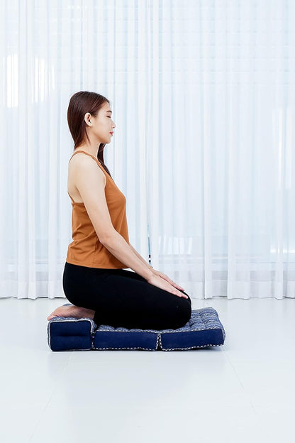 Leewadee Foldable Floor Mattress – 2 in 1 Floor Meditation Mat for Yoga and Relaxation, Seating Futon with Kapok