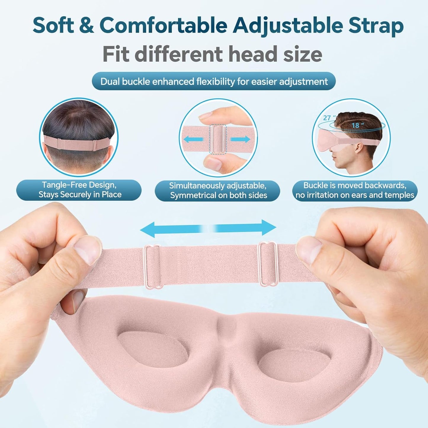 ZGGCD Sleep Mask for Side Sleeper, Light Blocking Sleeping Eye Mask for Women Men, 3D Contoured Cup Night Blindfold, Luxury Eye Cover Eyeshade with Adjustable Strap for Travel, Nap, Black