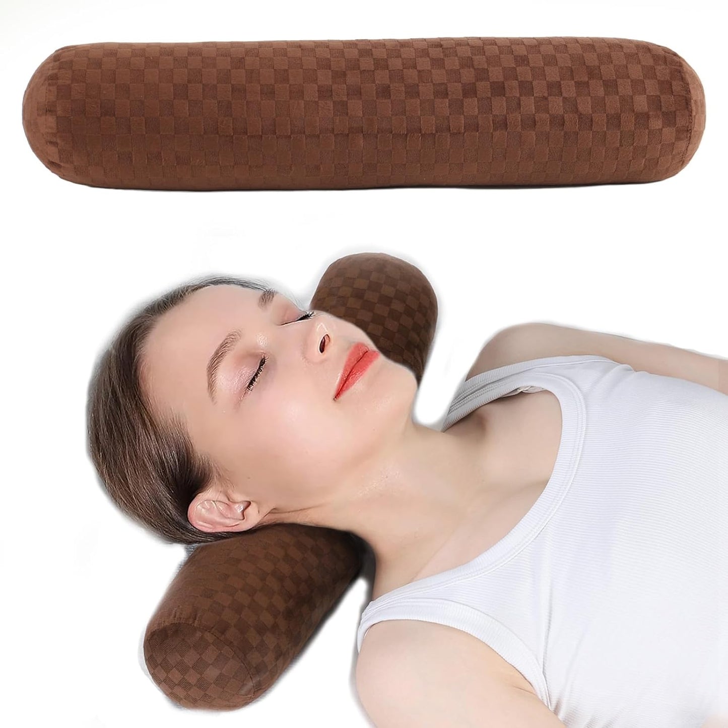 Health Cervical Neck Roll, Comfortable and Highly Resilient Bolster Pillows, Round Neck Pillows Support for Sleeping | Large Size Bolster Pillow for Bed, Legs, Back and Yoga (Purple 81)