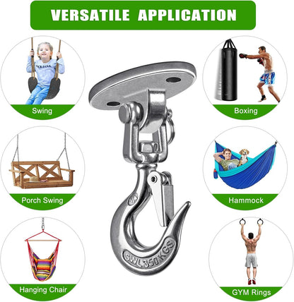 BeneLabel Swing Hanger with Bearing Swivel 800LB Capacity Stainless Steel Ceiling Mount Bracket Hanging Kit for Aerial Silks, Swings, Hammocks, Hanging Chair, Aerial Hoop, Heavy Bag, Yoga Swing