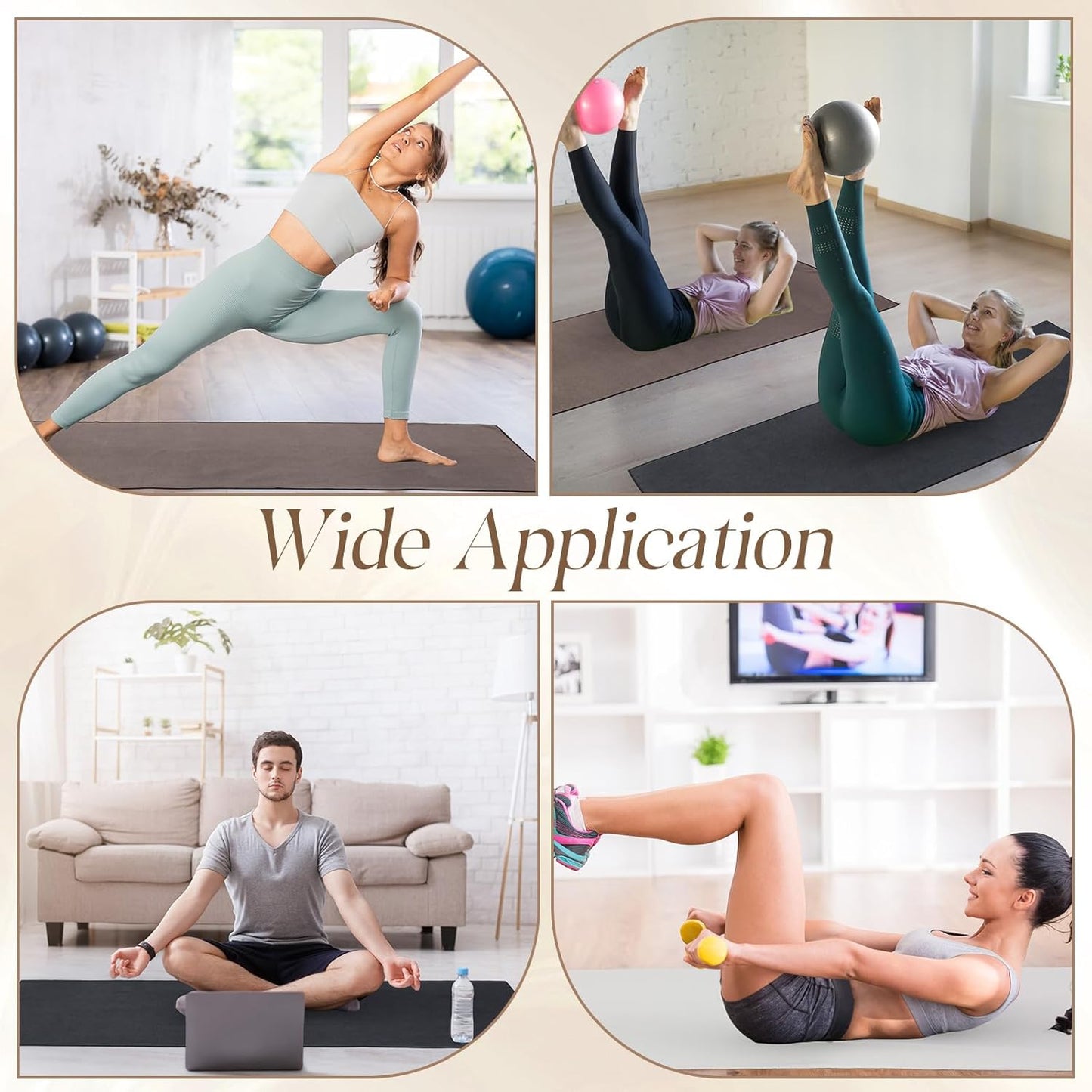 Hahafelt 3 Pack Hot Yoga Towel Non Slip 72" x 26" Extra Large Microfiber Yoga Mat Towel with Grip Dot Absorbent Sweat Anti-Slip Mat Cover for Pilates Fitness(Beige Dark Gray Coffee)