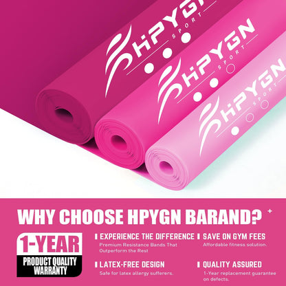 HPYGN 3 Levels Non-Latex Exercise Bands for Physical Therapy & Yoga, Professional Resistance Bands Set for Working Out, Strength Training, Pilates & Rehab, TPE Elastic Stretch Bands for Seniors, Women