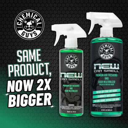 Chemical Guys New Car Smell Air Freshener and Premium Odor Eliminator Refreshes & Neutralizes Odors, Great Car Fresheners for Trucks, SUVs, RVs, and More - 16 oz