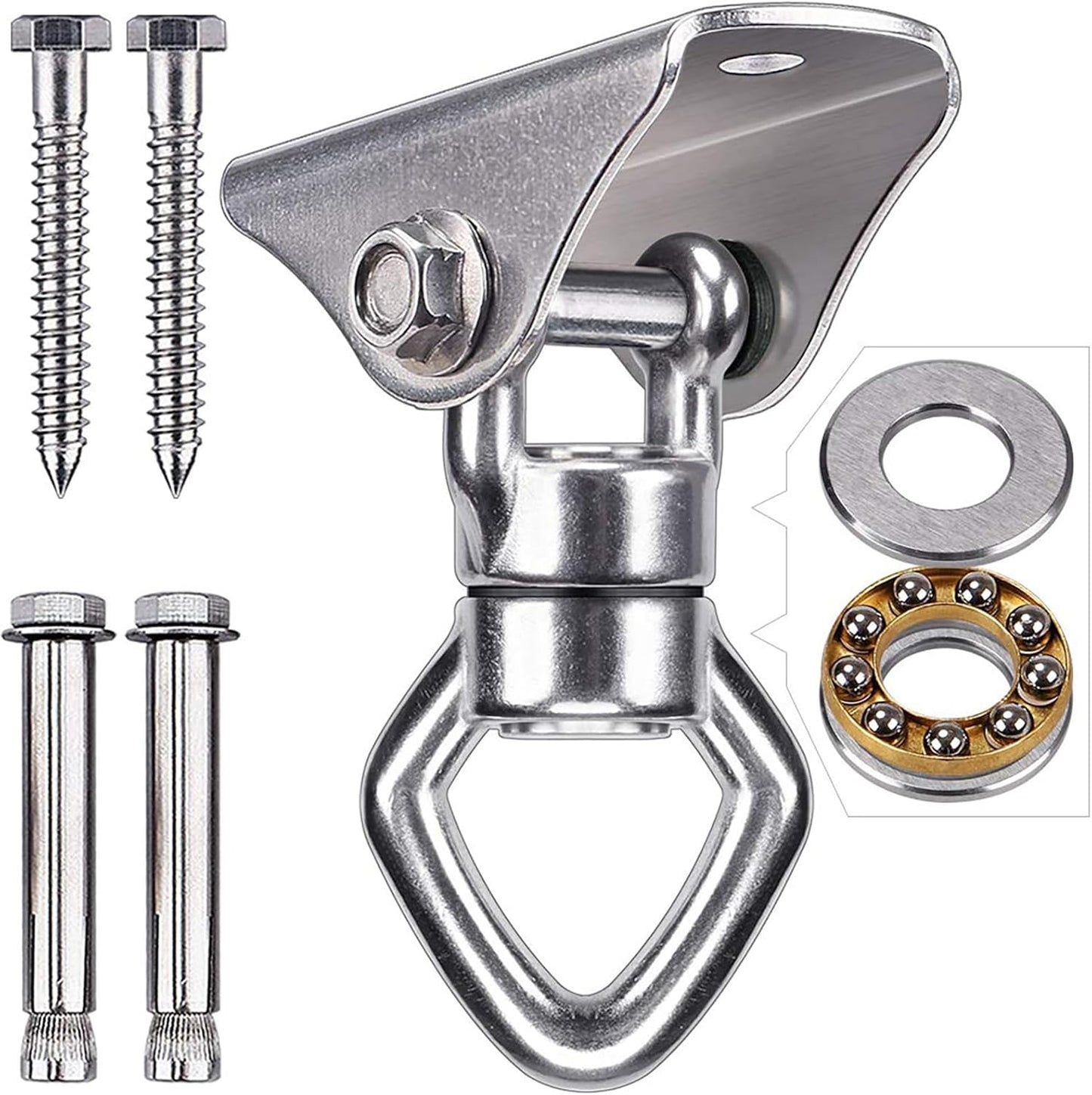 BeneLabel Swing Hanger with Bearing Swivel 800LB Capacity Stainless Steel Ceiling Mount Bracket Hanging Kit for Aerial Silks, Swings, Hammocks, Hanging Chair, Aerial Hoop, Heavy Bag, Yoga Swing