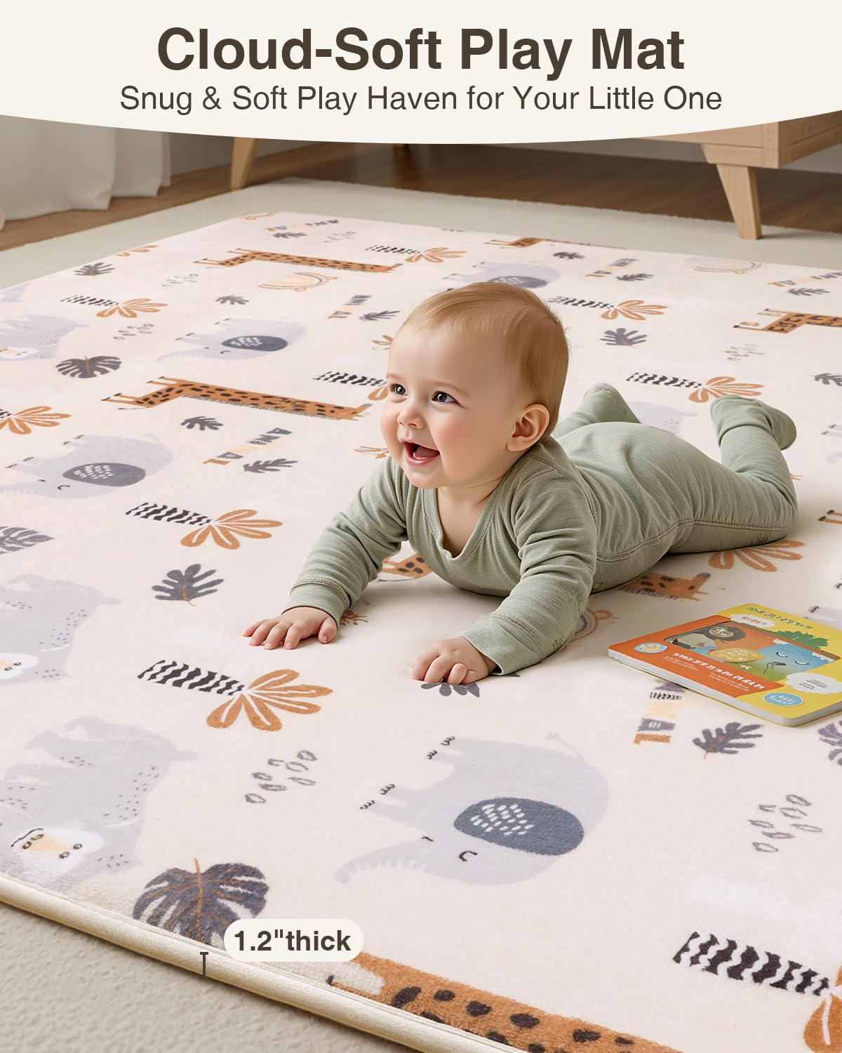 Large Thick Baby Play Mat for Floor,Padded Foam 59x79 Playpen Mat,Soft Support&Plush Feel Nursery Kids Rug,Non Slip for Toddler,Infants,Kids Playroom,Yoga,Baby Crawling,Tummy Time (Light Grey)
