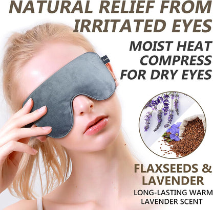 AiricePac Lavender Heat Eye Mask, Microwavable Moist Heating Pad for Dry Eyes, Blepharitis & Stye, Blue, Soft & Durable, Adjustable Strap
