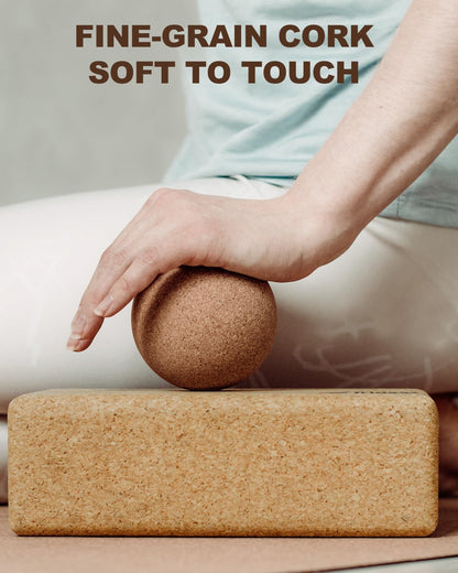 Trideer Cork Yoga Blocks, 2 Pack Yoga Blocks Natural Cork, High Density Yoga Block with Non Slip Surface, Eco-Friendly Yoga Accessories for Women, Ideal for Yoga, Pilates, Stretching