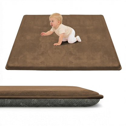 ACOMOPACK 1.3" Thick Baby Play Mat for Floor 79x118"-Large Water-Repellent&Non-Slip Memory Foam Mat for Kids,Toddlers,Soft Velvet Nursery Rug for Tummy Time&Crawling,Yoga,Tatami Style(Blue)