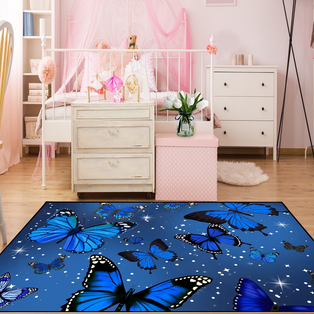 Black Girl Area Rug for Bedroom African Black Girls Floor Rugs for Living Room Playroom Cartoon Art Home Decor Soft Yoga Mats for Women Afro Purple 47" x 31" (2.7 x 3 Feet)