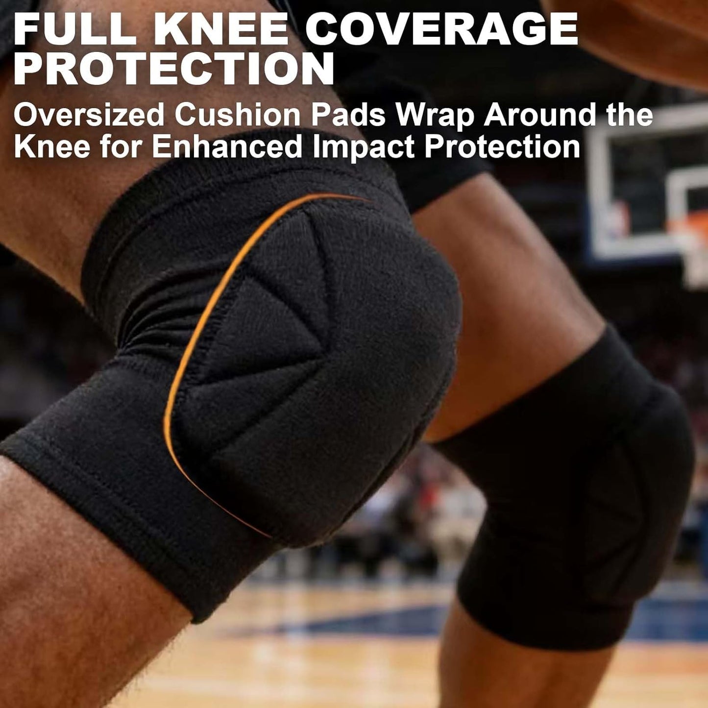 Volleyball Knee Pads, Skating Men & Women Kneepads for Dance, Yoga, Basketball, Softball, Football, Soccer - Anti-Slip Work Knee Sleeves with Thick Foam Pad for Wrestling, Cleaning, Running for Adult, Black M