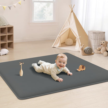 PapaMama Baby Play Mat,1.3" Thick Memory Foam 50x50 Soft Velvet Playpen Mat for Kids,Infants,Toddlers,Tummy Time Crawling Mats with Non-Slip Bottom,Yoga,Tatami,Nursery Rug(Sky Blue)