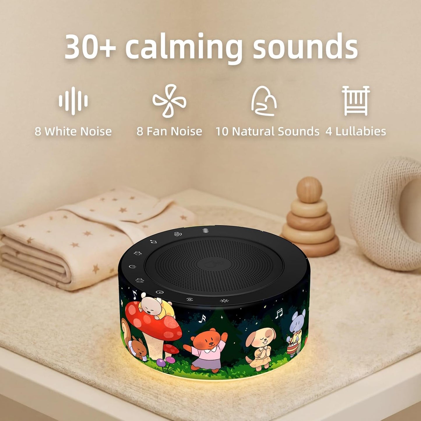 Kipcush Automatic Tibetan Meditation Bowl Sound Machine - 7 Himalayan Tones + 7 Color Night Light - Timer & Touch Control - No Manual Striking for Yoga, Chakra Healing, Stress Relief - Plug In