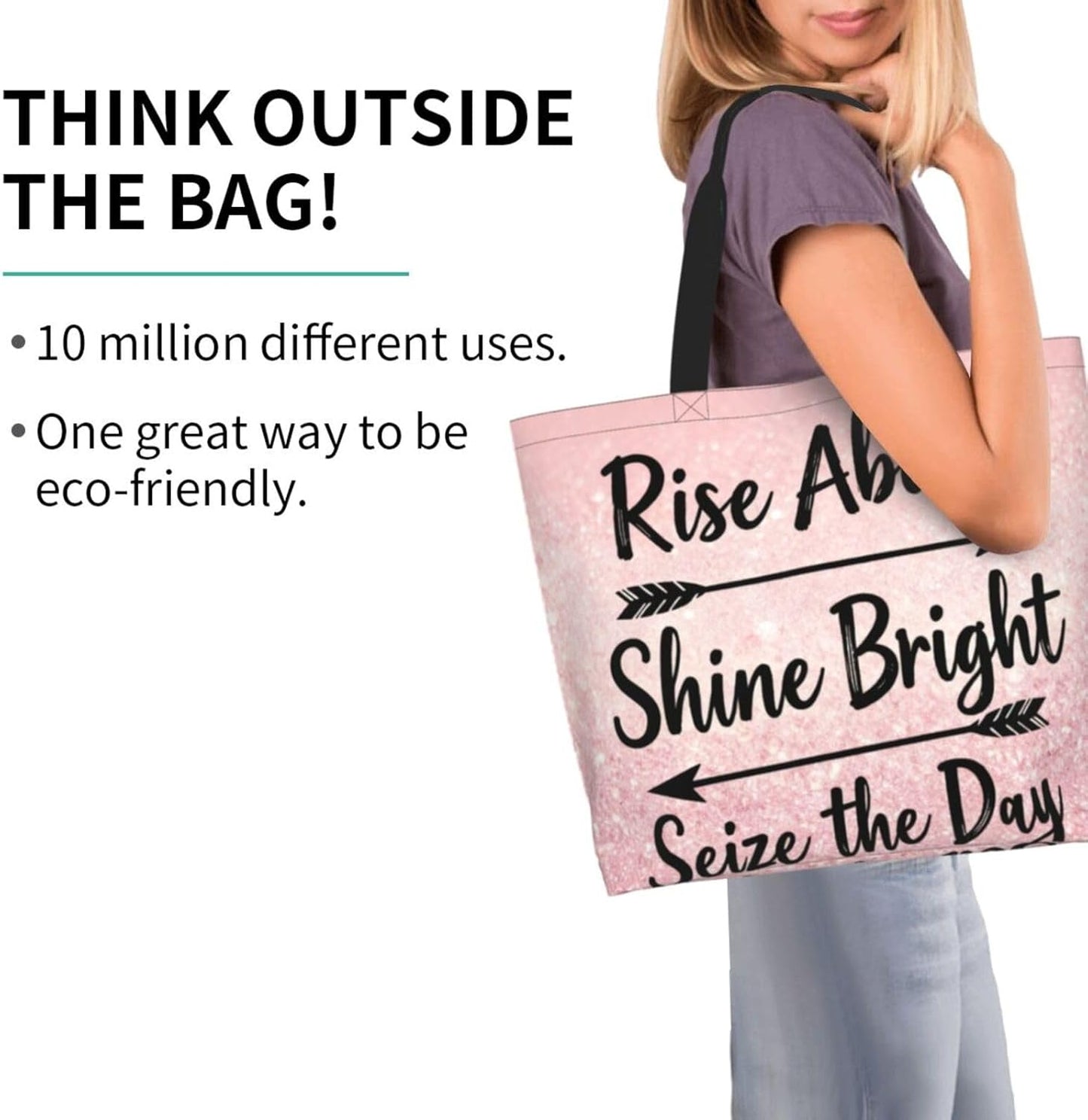 Tote Shoulder Bag Large Durable Reusable Eco-friendly Handbag Lightweight Stylish for Daily Use-19.7x15.7x5.9 Inch - Colors B