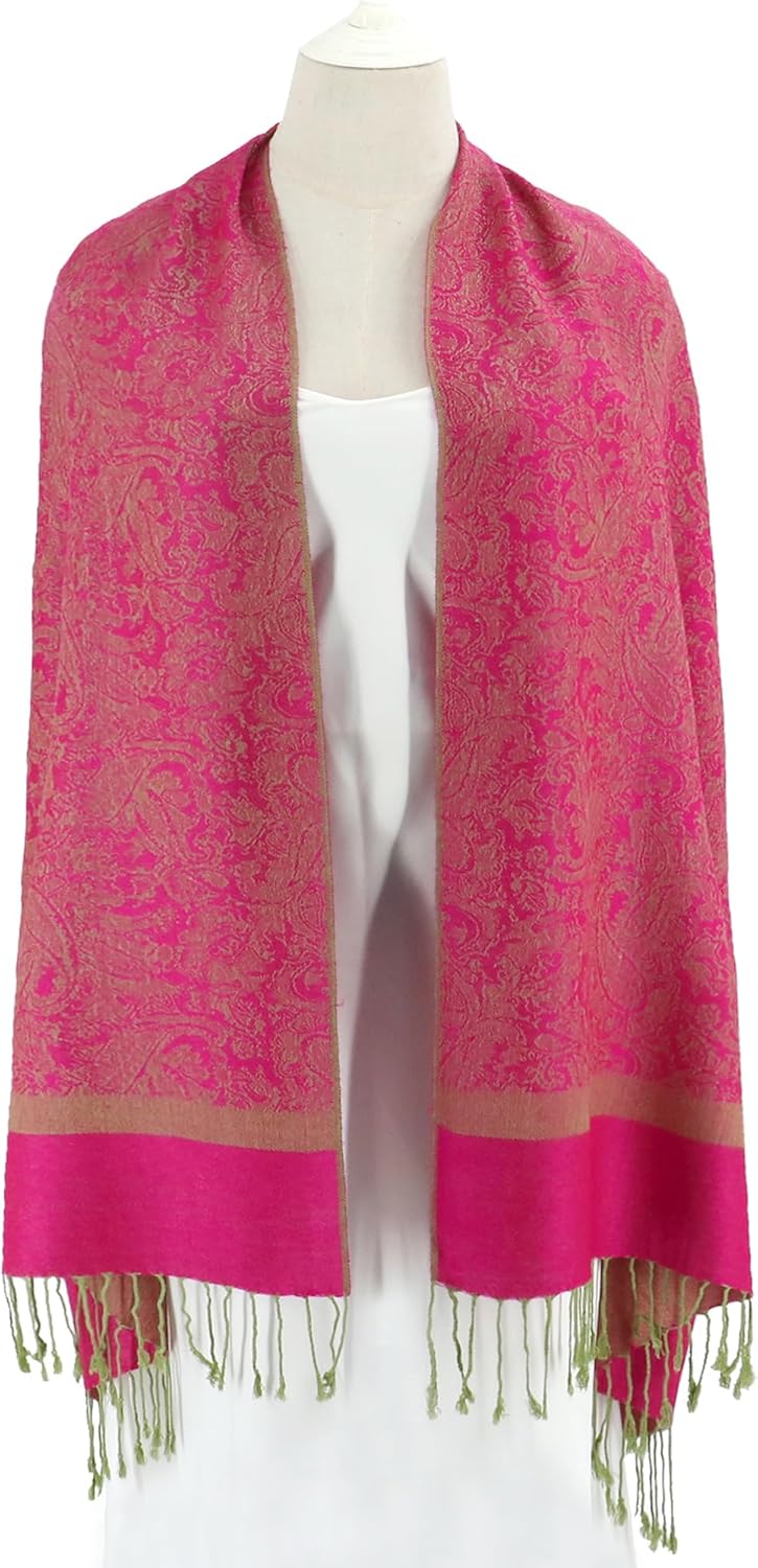 vimate Silky Paisley Pashmina Shawl Scarf-Women's Soft Double-side Jacquard Pashminas Wrap for Evening Dress Travel Shawl