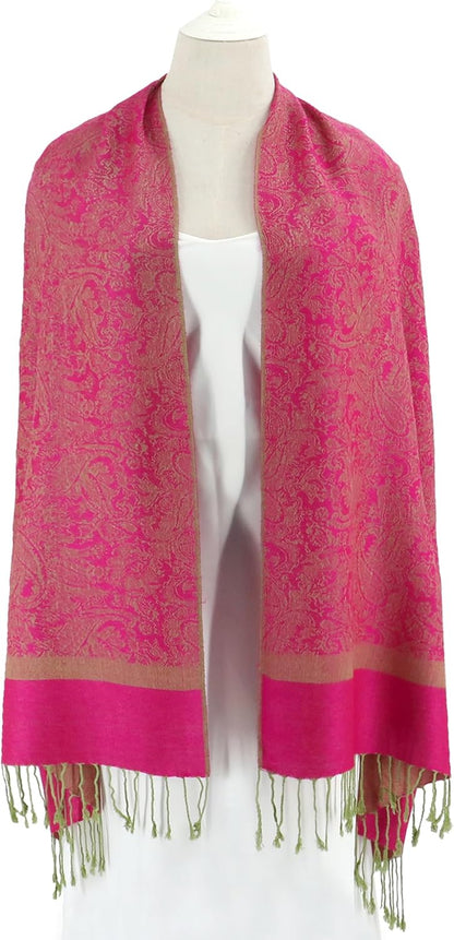vimate Silky Paisley Pashmina Shawl Scarf-Women's Soft Double-side Jacquard Pashminas Wrap for Evening Dress Travel Shawl