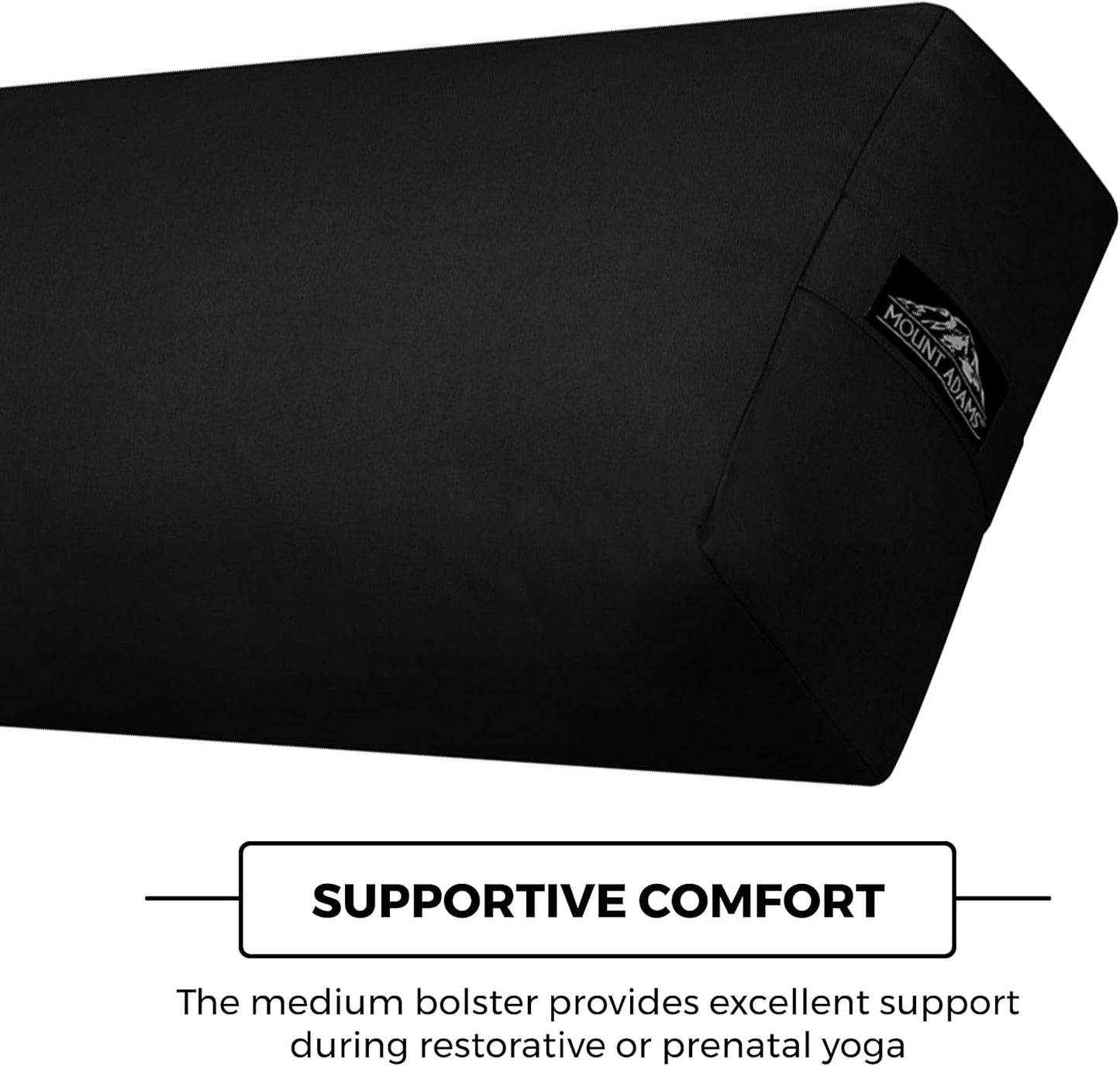 Mount Adams Rectangular Yoga Bolster for Restorative Yoga, 24" x 10" x 5", 6 lbs, 100% Cotton Rectangular Pillow with Handles, Dense, Firm Yoga Pillow and Cushion for Home or Studio
