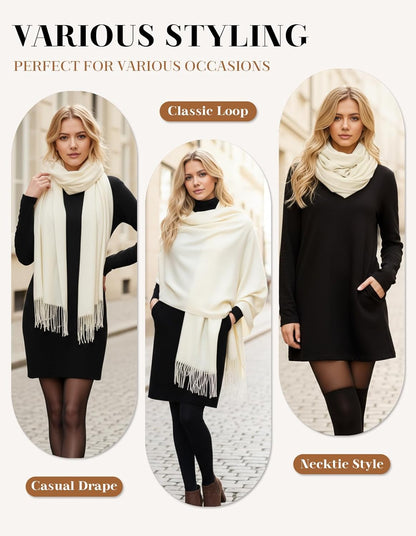 Women's Scarf Pashmina Shawls and Wraps for Evening Dress Wedding Bridal Bridesmaid Winter Warm Long Large Scarves - Colors A