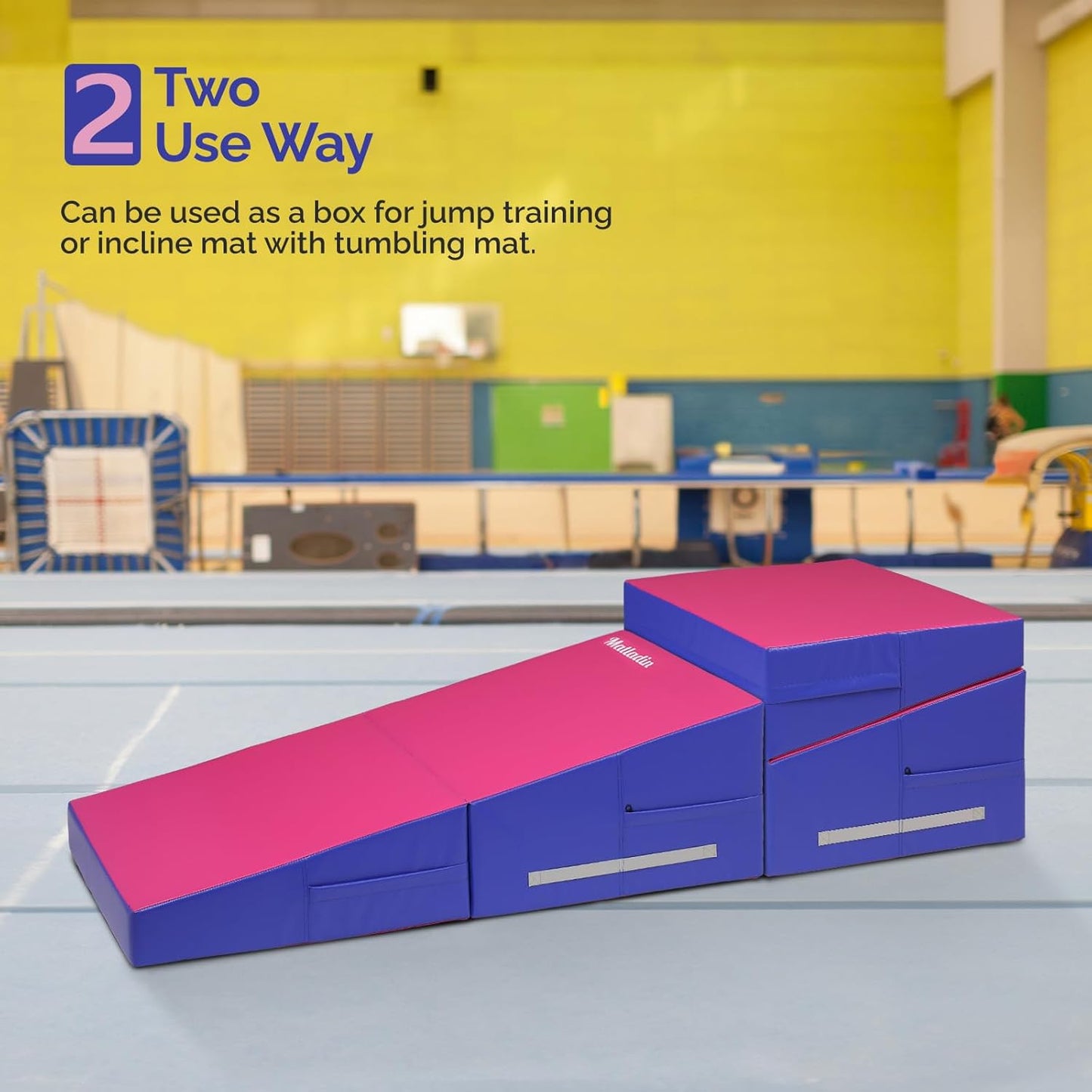 Matladin Incline Gymnastics Cheese Wedge Mat, 48"x24"x14" - Folding Gymnastics Mat for Kids Girls Home Training