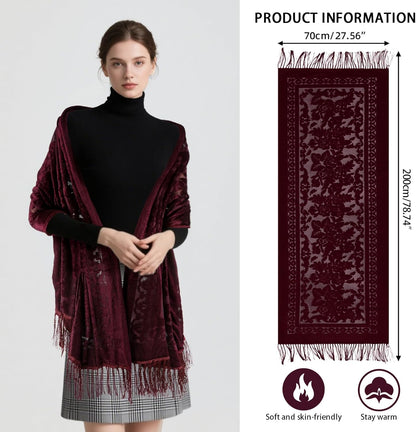 E-Clover Lace Shawl Velvet Scarfs Shawls and Wraps for Evening Dresses Wedding Shawl Wraps for Dress Accessories Winter