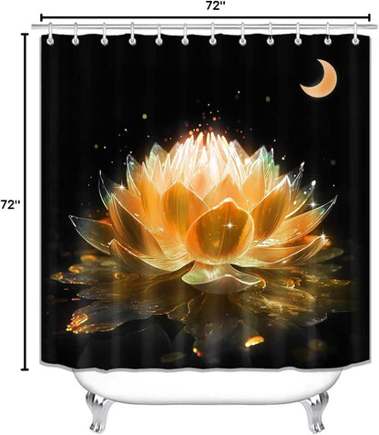 4PCS Spa Zen Shower Curtain Sets with Rugs, White Shower Curtain, Pink Floral Orchid Lotus Water Lily Stone Bamboo Water Reflection Yoga Massage Relaxing Spiritual Meditation Bathroom Decor