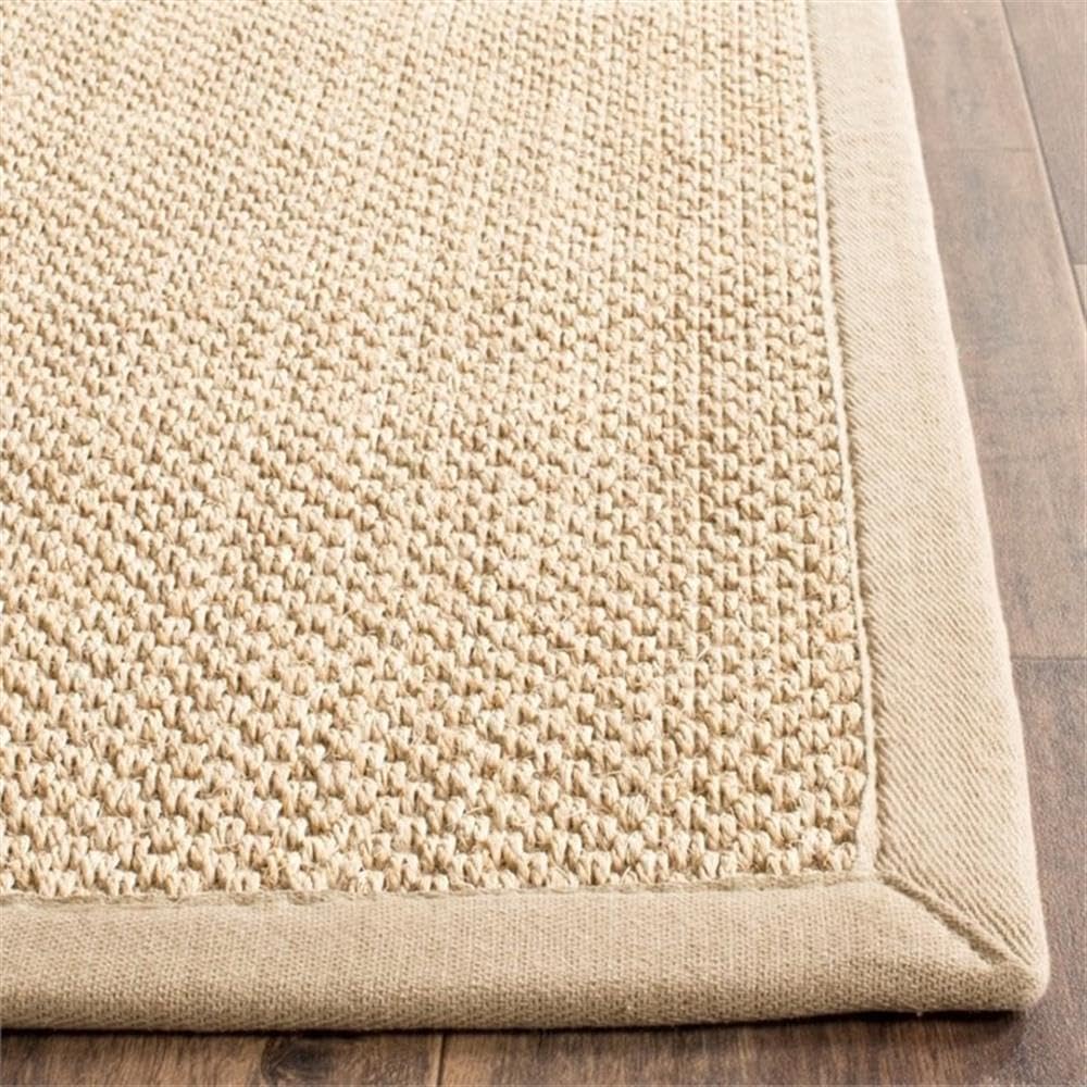 SAFAVIEH Area Rug 11x15 - Natural Fiber Collection - Large - Maize & Linen Color, Sisal, Woven Design with Border (NF141B) - Colors A