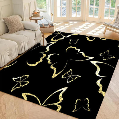 5' X 7' Queen and King Rug Black Grey Area Rugs Dining Living Room Bedroom Kitchen Office Yoga Room Washable Floor Mat Doormats Throw Rug Carpet Room Decor