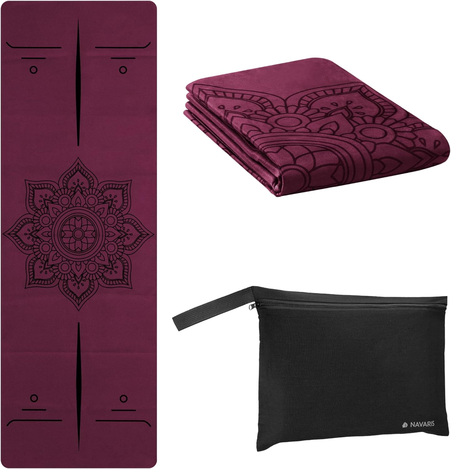 Navaris Foldable Yoga Mat for Travel - 1/16" (1.5mm) Thick Exercise Mat for Pilates, Workout, Gym, Fitness - Non-Slip Folding Portable Mat