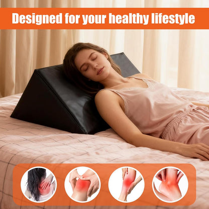JZHLLA Massage Table Bolster Pillow for Leg Support, Durable 30D Foam with Easy-Clean PU Cover, Elevating Leg Wedge for Physical Therapy 20x18.5x15.3x11.4 Inch(Black)