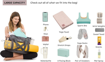 Yoga Mat Bag 4-in-1 Backpack, Tote Bag, Cross Body, Shoulder Bag – Water-Resistant, Durable, with Pockets, fits Thick & XL Mats – Carrier for Women & Men Ideal for Gym, Pilates, and Travel
