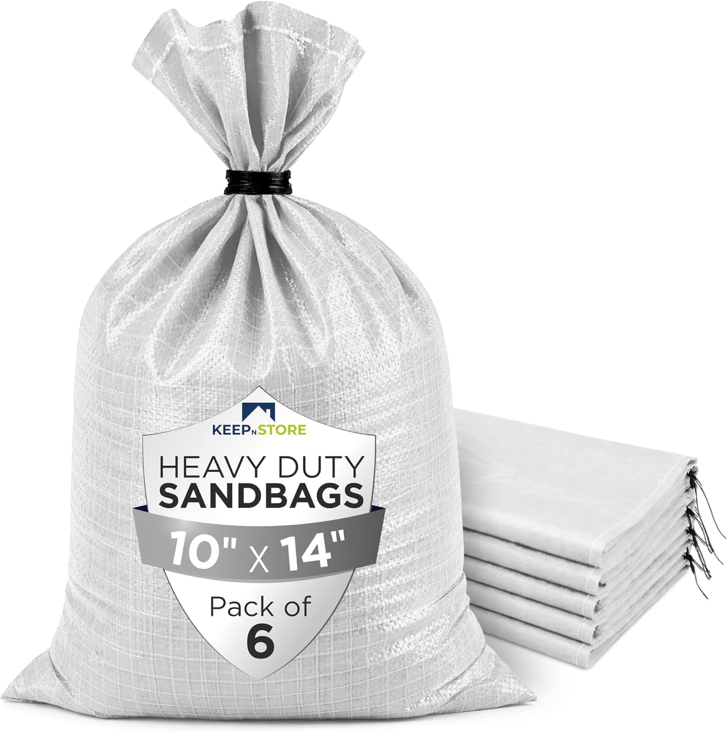 Heavy Duty Sand Bags Pack of 3, White Empty Sandbags with Built-In Ties, Woven Polypropylene UV Protection 1600 Hours, Fillable Sand Bags for Flood Control, Weight, 10x14 inches, 15 Pounds Volume