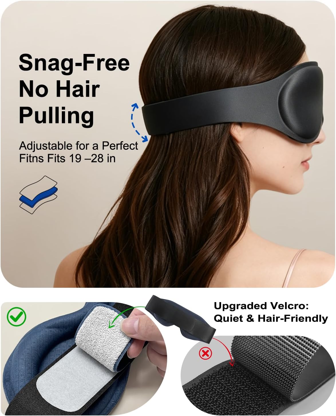 Weighted Eye Mask for Sleeping - 100% Blackout Sleep Mask for Women & Men, 3D Contoured Eye Mask for Lash Extensions, Zero Eye Pressure, Memory Foam, Adjustable Strap for Airplane Travel & Meditation