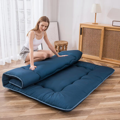 MAXYOYO Bohemian Retro Mattress Boho Floral Japanese Futon Mattress Tatami Floor Mat Foldable Portable Camping, Sleeping Pad, Lounger Couch Bed Full Size