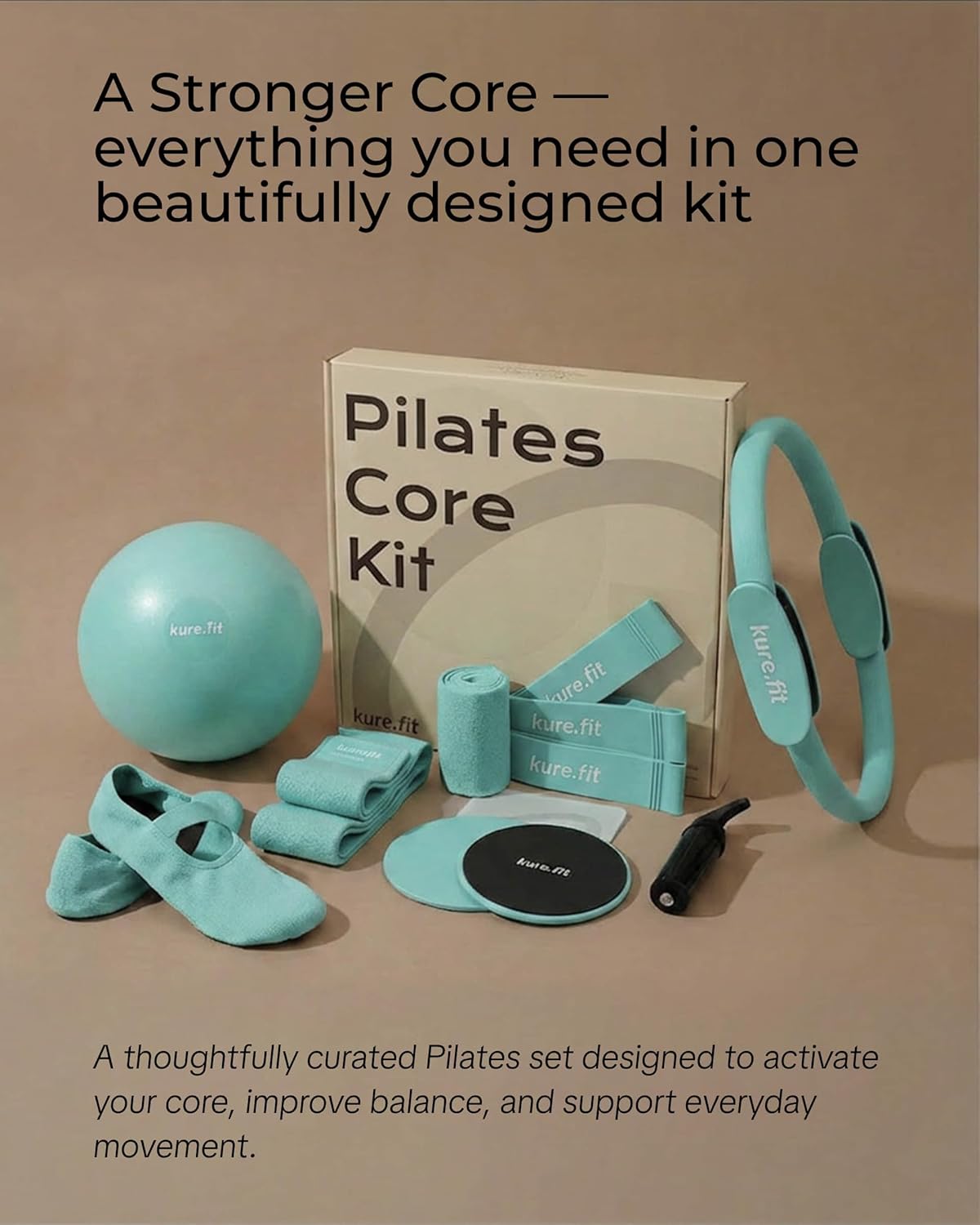 Pilates Kit for Women – Home Pilates Equipment Set with Ring, Ball & Resistance Bands | Pilates Starter Kit with Accessories in Gift Box