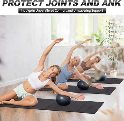 Nuanchu 3 Packs Foldable Yoga Mat Yoga Gift Non-slip Fitness Pilates Mats 6mm Thick with Strap Poe Material 69 x 24 x 0.24" Lightweight Multi-purpose Workout Mats for Exercise Home Travel