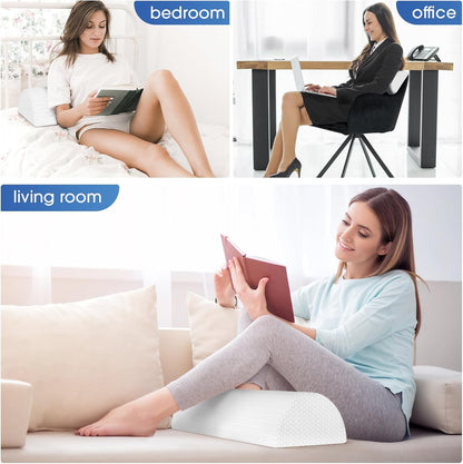 TranquilRelax Knee Pillow for Back Sleeping Memory Foam Half Moon Bolster Pillow for Legs, Under Knee Support, Ankle & Foot Comfort Orthopedic Pillow for Side Sleepers (Grey, 20.4" x 8" x 4.9")