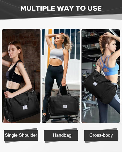 Gym Bag Womens Mens with Shoes Compartment and Wet Pocket Travel Duffel Bag for Women for Plane Sport Gym Tote Bags Swimming Yoga Waterproof Weekend Overnight Carry on Bag Hospital Holdalls - Colors B