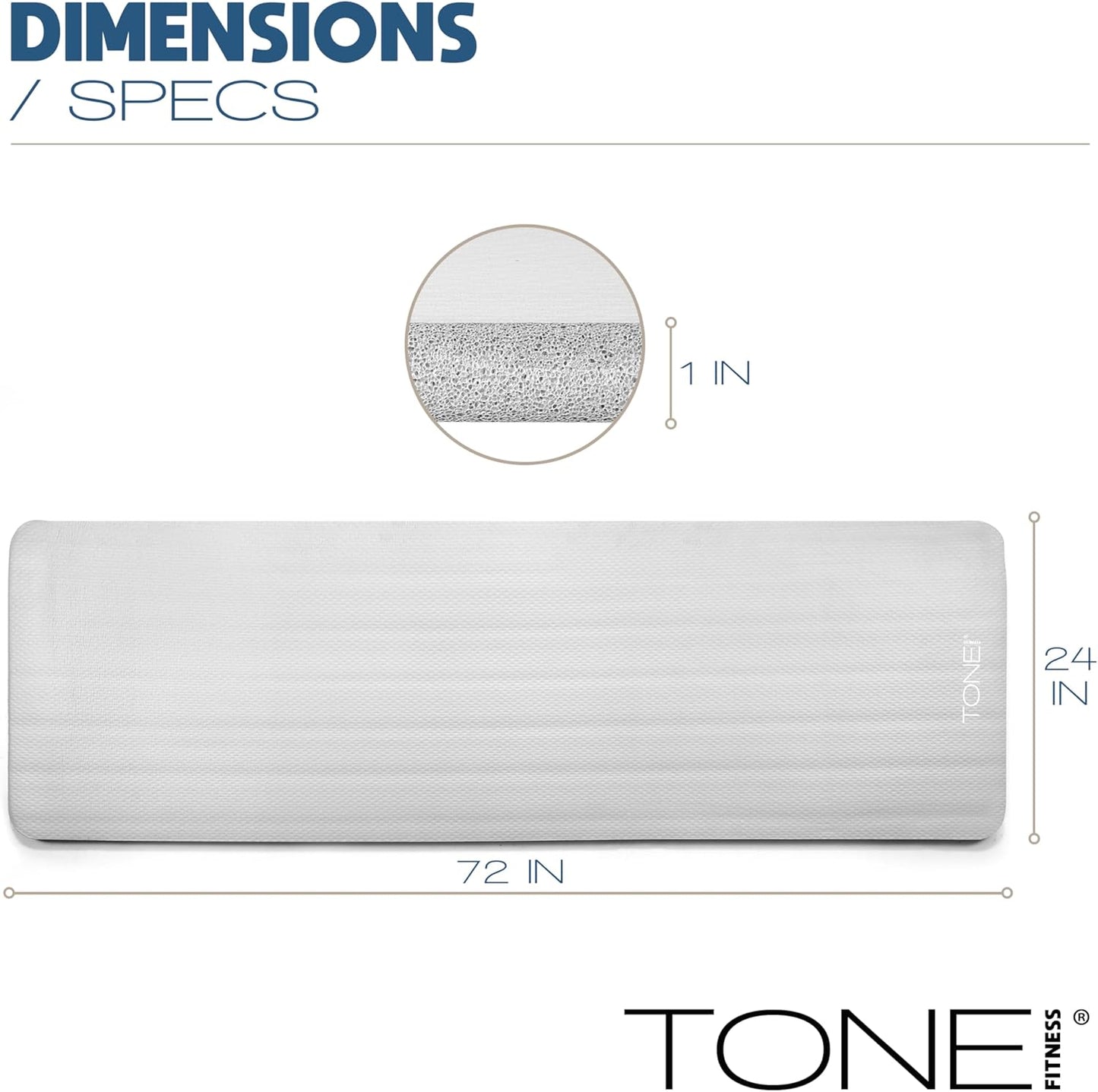 Tone Fitness 1-Inch Thick Yoga Mat | High-Density, Non-slip Exercise Mat with Carrying Strap for Yoga, Pilates, & Home Gym Workouts | Multiple Options