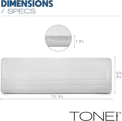 Tone Fitness 1-Inch Thick Yoga Mat | High-Density, Non-slip Exercise Mat with Carrying Strap for Yoga, Pilates, & Home Gym Workouts | Multiple Options