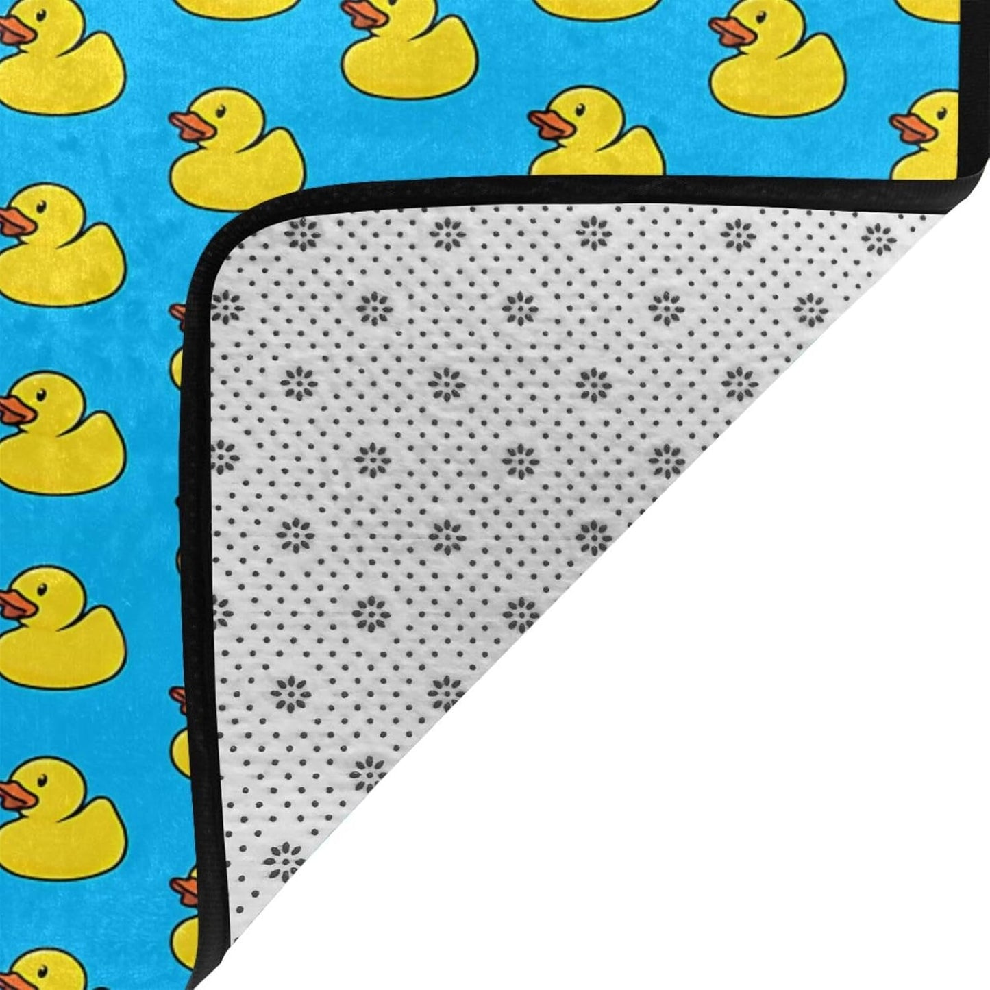 Rubber Duck Soft Flannel Playroom Rug with Anime Design - Yoga Mat Carpet, Machine Washable Floor Decor