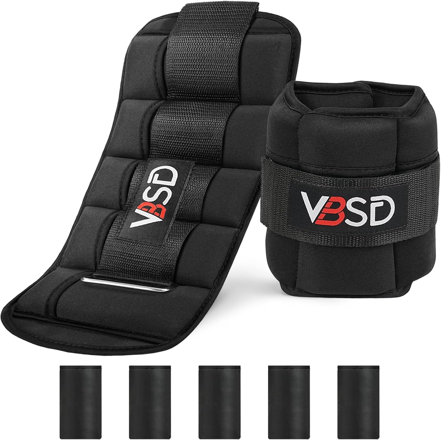 VBSD Adjustable Ankle Weights for Men Women, 2 4 6 8 10 lbs 1 Pair Leg Weight Straps, Weighted Ankle Weight Set with Removable Sandbags for Walking Running Yoga Physical Therapy Gym Home Workout